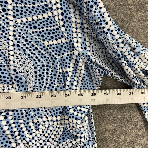 Studio 1940 Blouse Women 30/32W Plus Blue Geometric V-Neck Long Sleeve Button - Picture 6 of 8